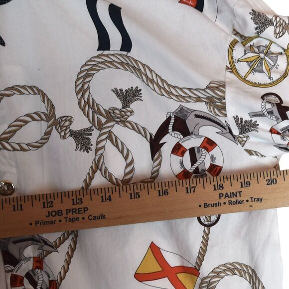 ZARA Rope Print Nautical Shirt Dress Button-Up Top Size S *Missing 1 Button* - Picture 7 of 8